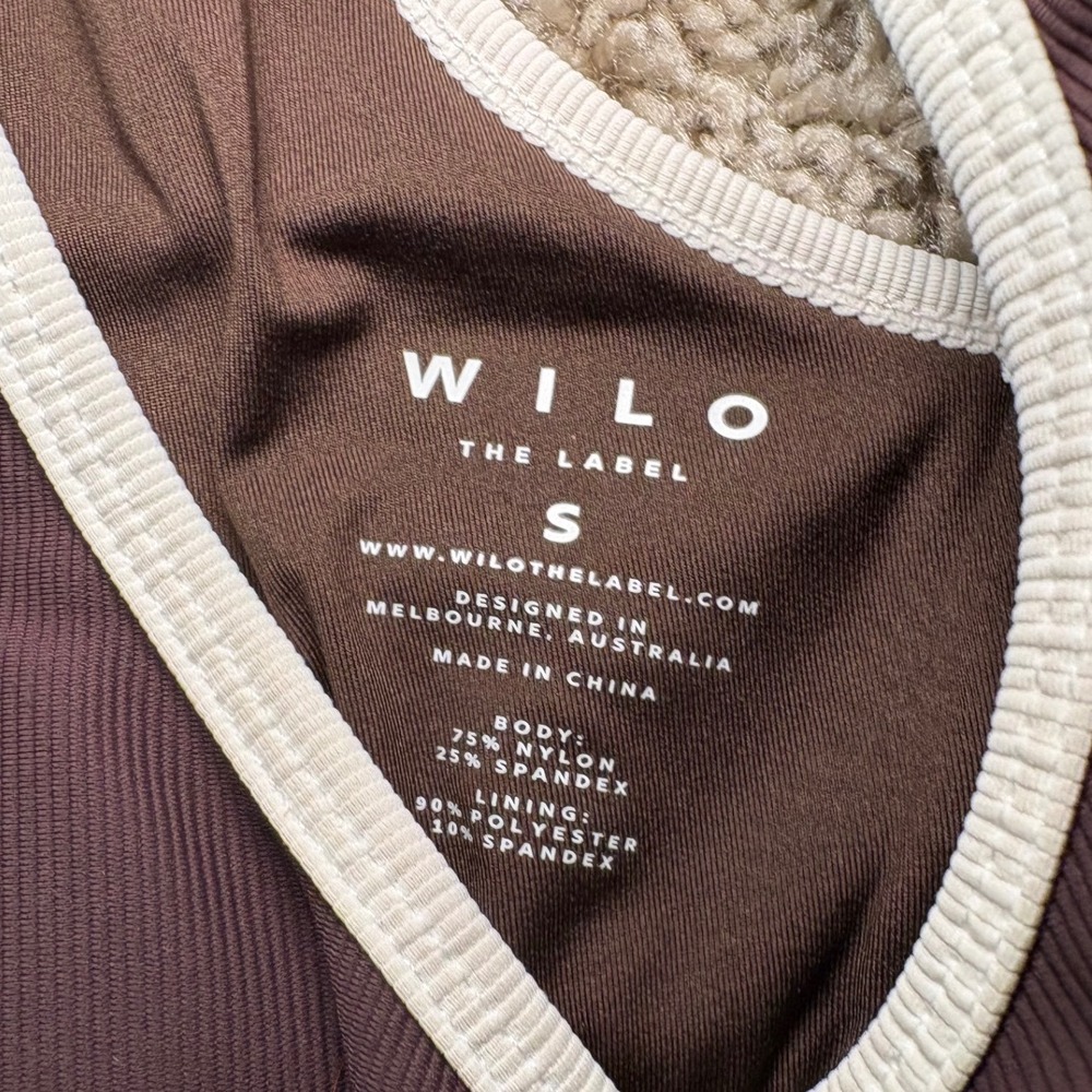 NWOT Wilo The Label Ribbed Bikini Set Brown Cream Trim Two Piece Swimsuit Small - Picture 3 of 4